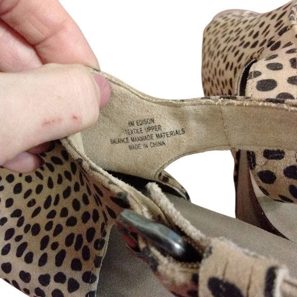 Axxiom Cheetah Print Cushioned Wedge Sandals Black and Tan Sling Back Sandals 8M - Picture 9 of 11